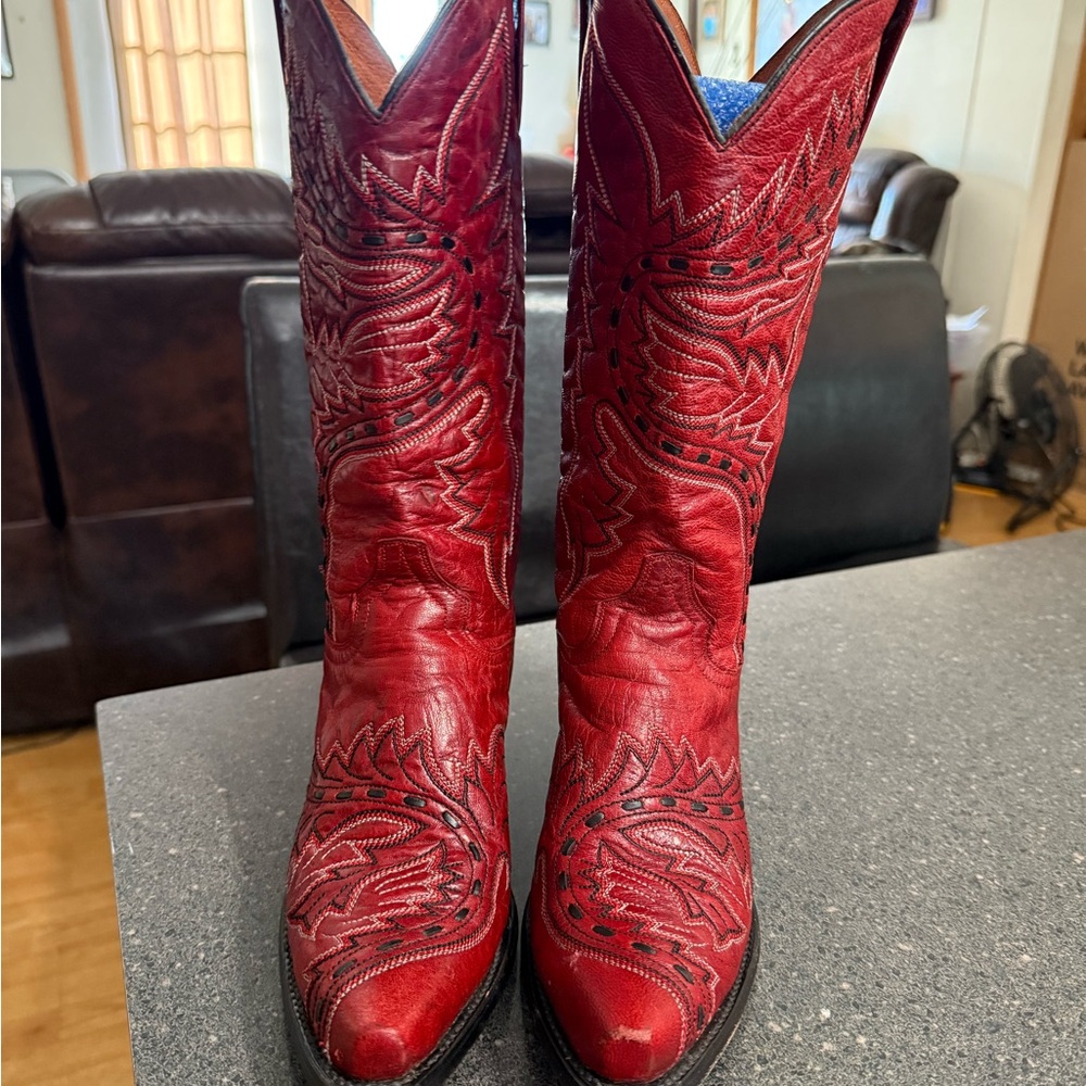 Dan Post Sidewinder Red Leather Western Cowboy Boots size 7M Womens. - Picture 2 of 9